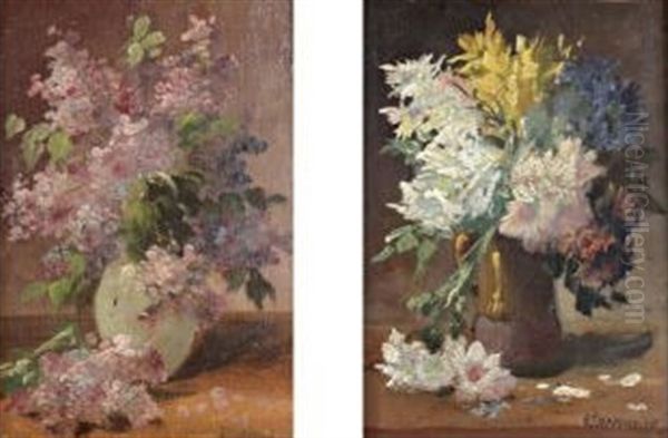 Bouquet De Lilas (+ Bouquet De Marguerites; 2 Works) by Edmond Van Coppenolle