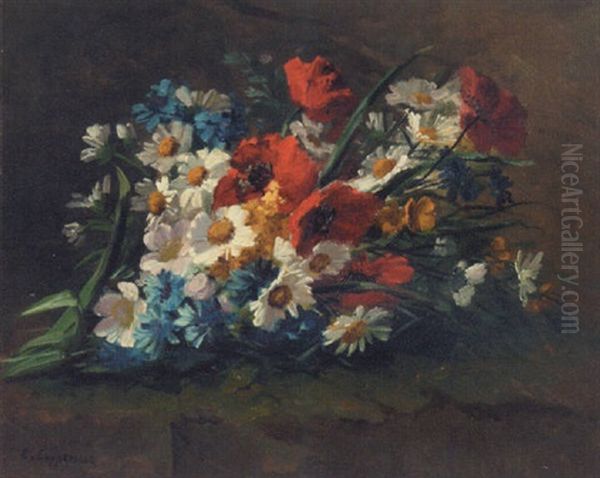 Summer Flowers On A Table Oil Painting by Edmond Van Coppenolle