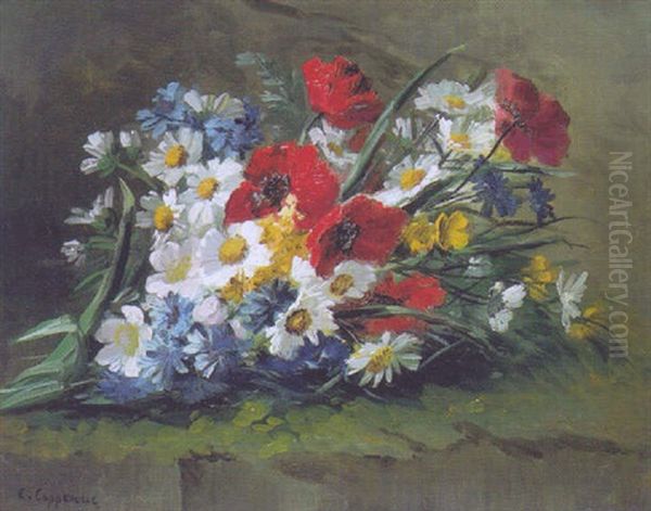 Bouquet Of Flowers Oil Painting by Edmond Van Coppenolle