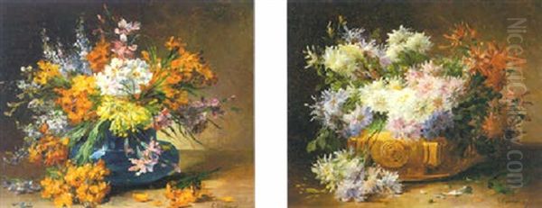 Bouquet Of Wild Flowers Oil Painting by Edmond Van Coppenolle