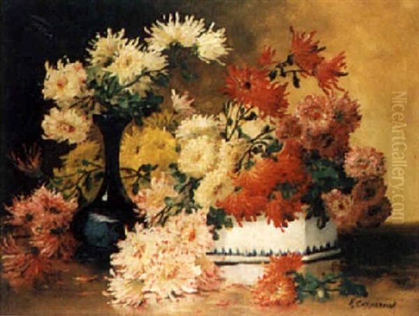 Still Life Of Flowers And A Vase by Edmond Van Coppenolle