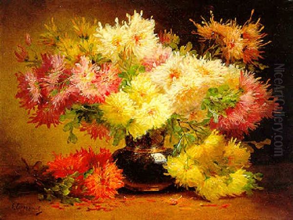 Le Bouquet Colore Oil Painting by Edmond Van Coppenolle