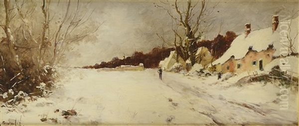 Village En Hiver Oil Painting by Jacques Van Coppenolle