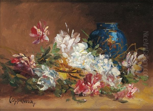 Blumenstuck Mit Einer Blauen Vase Oil Painting by Jacques Van Coppenolle