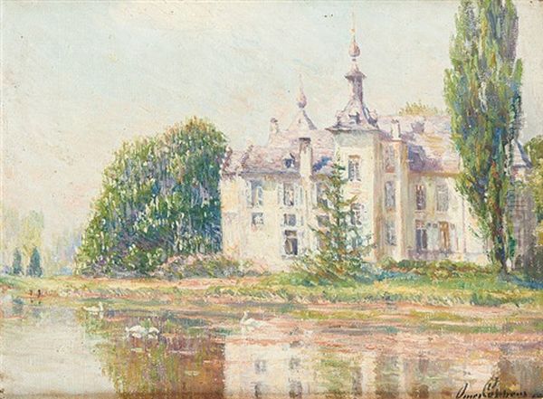 Le Chateau De Wemmel Avant 1932 Oil Painting by Omer Coppens