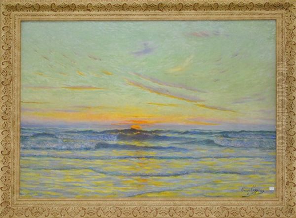 Coucher De Soleil Sur La Mer Du Nord Oil Painting by Omer Coppens