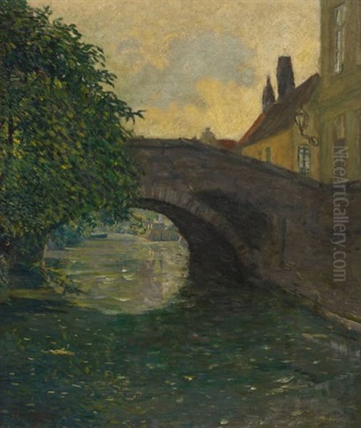 Rayons De Soleil Sur Le Pont A Bruges Oil Painting by Omer Coppens