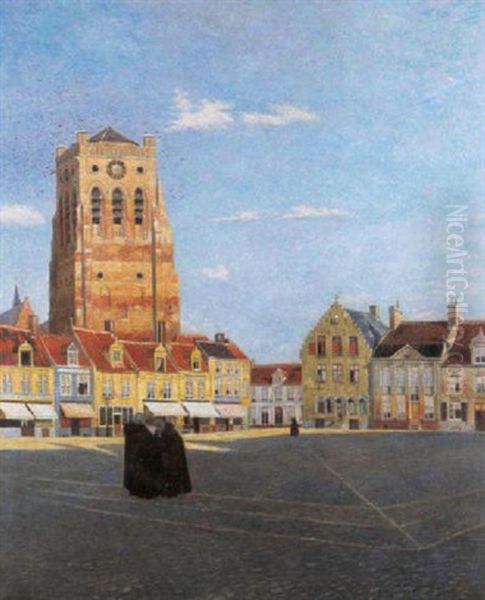 Markt Te Veurne Oil Painting by Omer Coppens