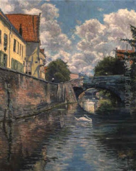 De Reien Te Brugge Oil Painting by Omer Coppens