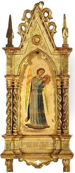 An Angel In A Blue Dress Holding A Tambourine Oil Painting by Fra Angelico (Guido di Pietro)