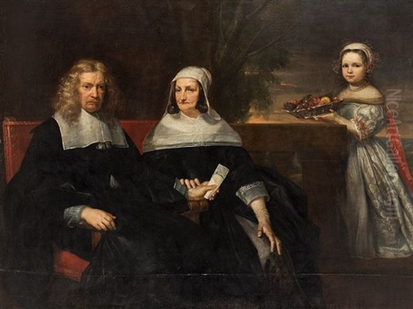 Family Portrait, 17th C. Oil Painting by Gonzales Coques