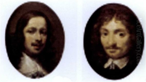 Portraits Of Gentlemen, Head And Shoulders, Wearing Black (pair) Oil Painting by Gonzales Coques