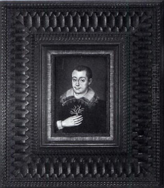 Un Jeune Homme En Pourpoint De Velours Noir A Large Col Et Manchettes De Dentelle Blanche Oil Painting by Gonzales Coques