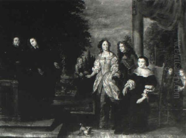 Family Group Portrait On A Terrace Oil Painting by Gonzales Coques