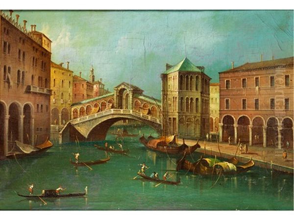 Venedigvedute Mit Rialtobrucke Oil Painting by Sebastiano Cora