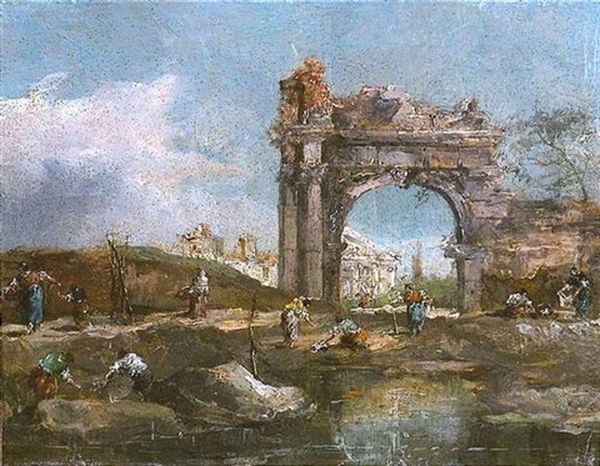 Architekturcapriccio Oil Painting by Sebastiano Cora