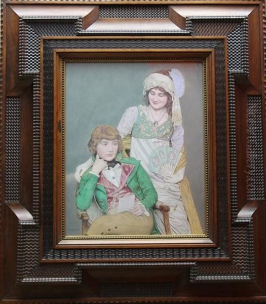 Portrait D'une Jeune Couple Oil Painting by Jean-Alexandre Corabouf