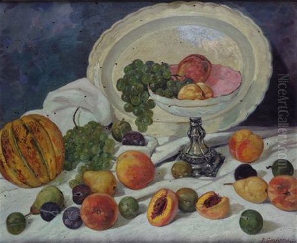 Natura Morta Con Frutta Oil Painting by Enrice Corazzi