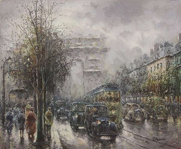 Arc De Triumph In The Rain Oil Painting by Gail Sherman Corbett