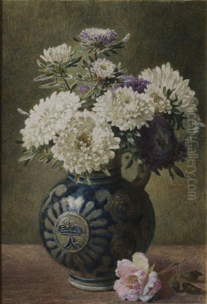 Asters In A Vase Oil Painting by Helen Cordelia Coleman Angell