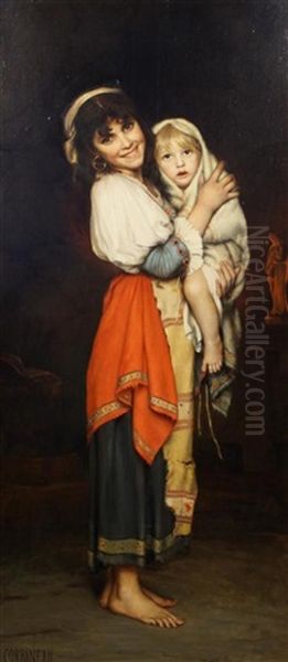 Young Woman With Child Oil Painting by Charles Corbineau