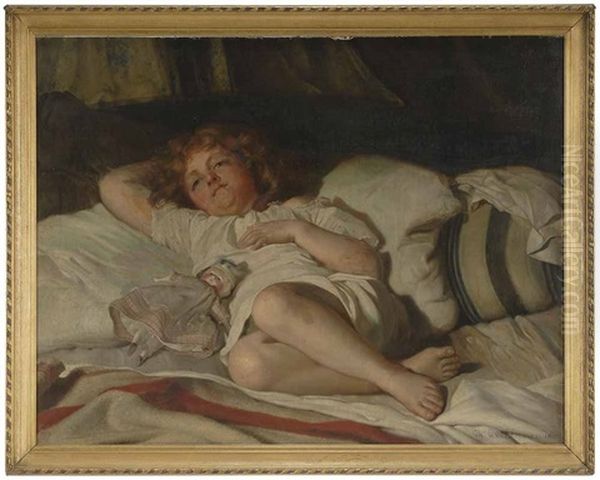 Child Resting With Doll Oil Painting by Charles Corbineau