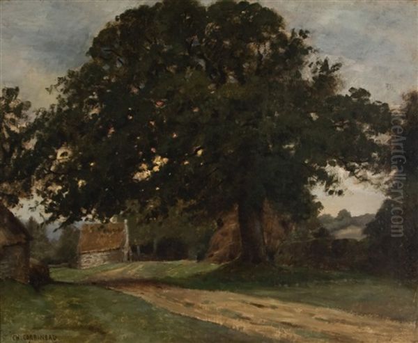 Farmyard With Trees, House And Road Oil Painting by Charles Corbineau