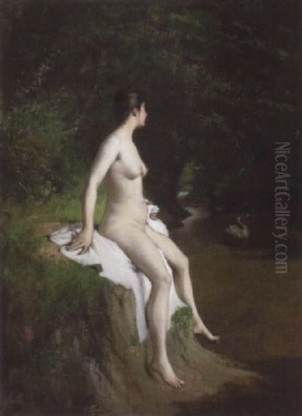 La Baigneuse Et Les Cignes Oil Painting by Charles Corbineau