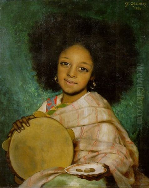 La Fille Avec Tambourin Oil Painting by Charles Corbineau