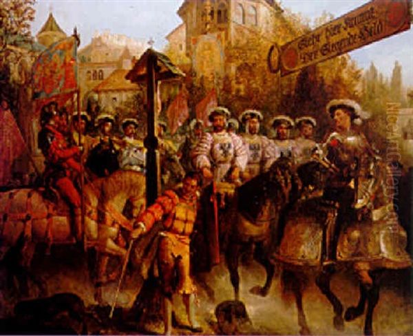 A Procession Oil Painting by Edward Henry Corbould