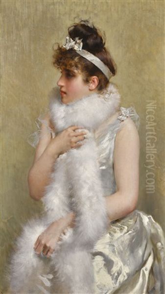 Girl In White Oil Painting by Vittorio Matteo Corcos