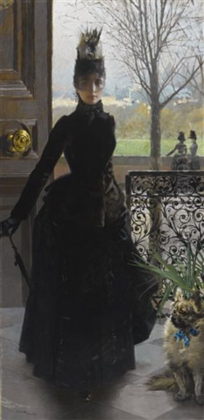 An Elegant Lady Oil Painting by Vittorio Matteo Corcos