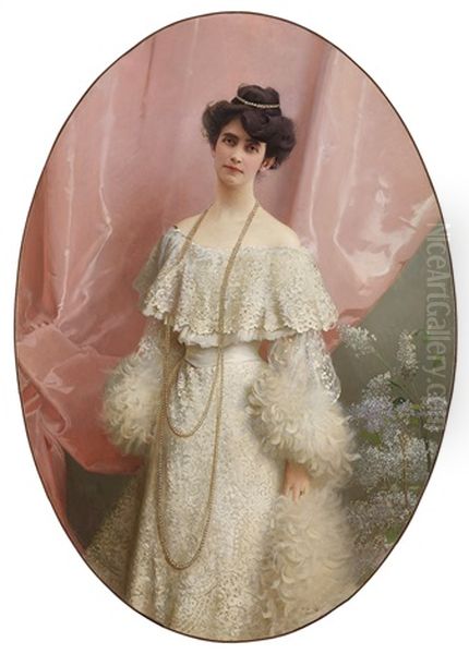 Portrait Von Yole Biaggini Moschini Oil Painting by Vittorio Matteo Corcos