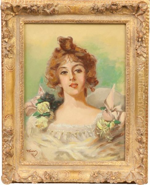 Portrait Of A Young Lady Oil Painting by Vittorio Matteo Corcos