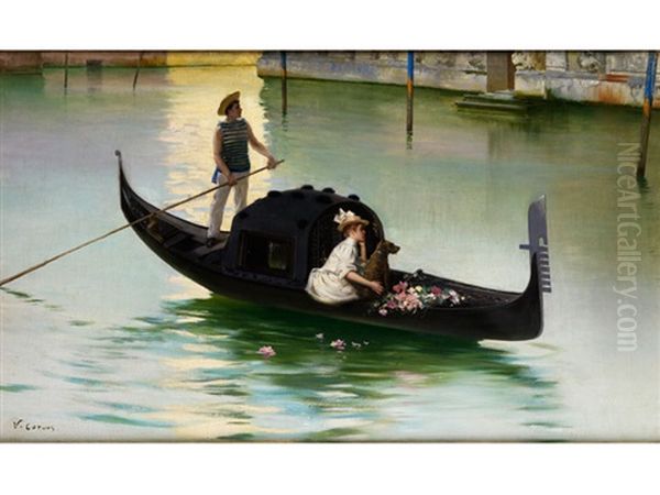 Junge Frau In Einer Gondel Auf Dem Canal Grande Oil Painting by Vittorio Matteo Corcos