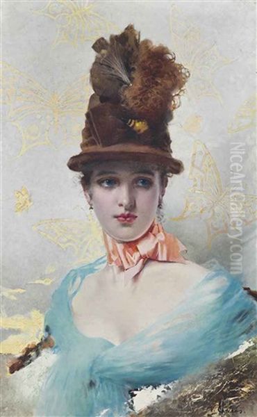 Une Elegante Oil Painting by Vittorio Matteo Corcos