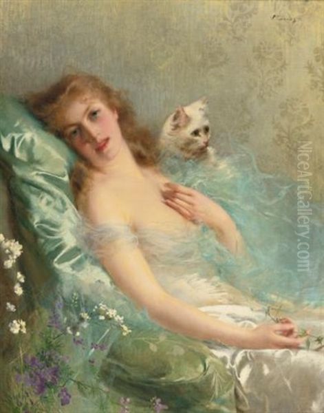 The White Cat Oil Painting by Vittorio Matteo Corcos