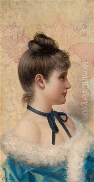 Profile Portrait Of A Young Beauty Oil Painting by Vittorio Matteo Corcos