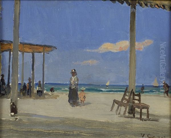 Figure Sulla Spiaggia Oil Painting by Vittorio Matteo Corcos