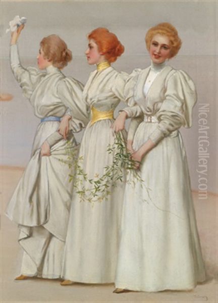 Die Drei Schwestern Oil Painting by Vittorio Matteo Corcos