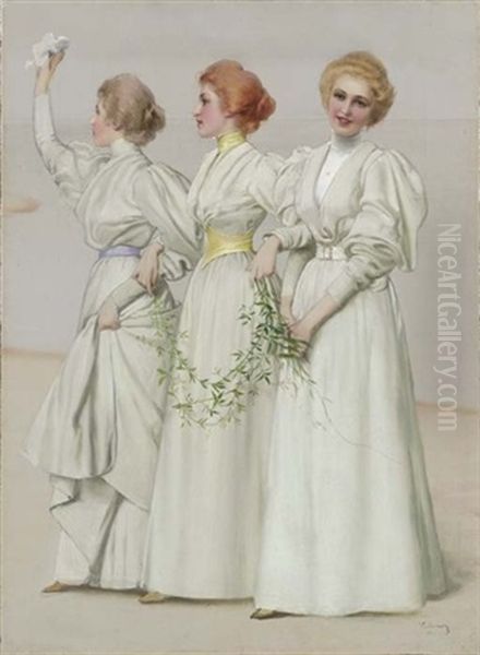 Le Tre Sorelle Oil Painting by Vittorio Matteo Corcos