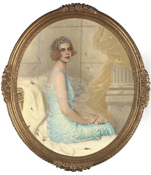 Portrait Of Maria Jose, Queen Of Italy Oil Painting by Vittorio Matteo Corcos