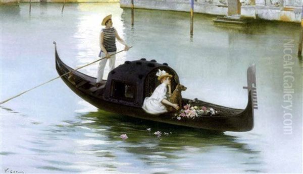 Gondola Sul Canal Grande Oil Painting by Vittorio Matteo Corcos