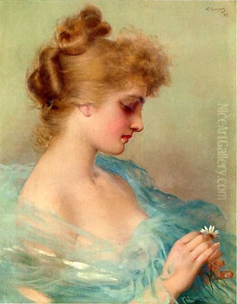 M'ama, Non M'ama (he Loves Me, He Loves Me Not) Oil Painting by Vittorio Matteo Corcos