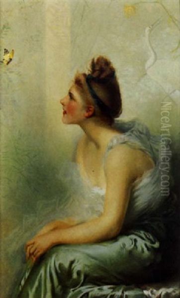 La Femme Au Papillon Oil Painting by Vittorio Matteo Corcos