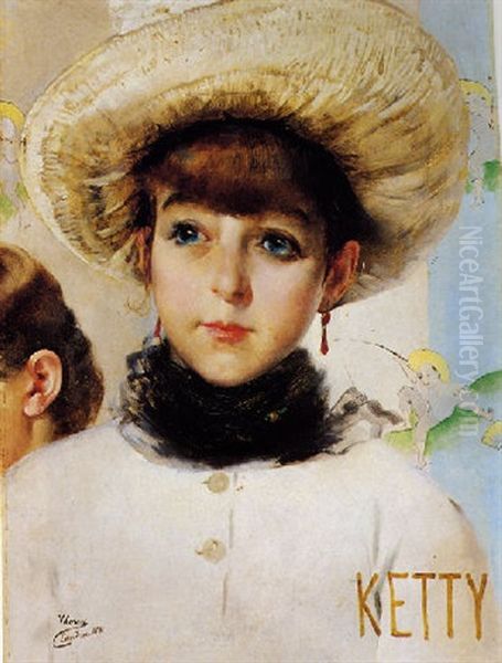 Ritratto Di Ketty Oil Painting by Vittorio Matteo Corcos