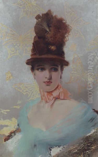 Une Elegante Oil Painting by Vittorio Matteo Corcos