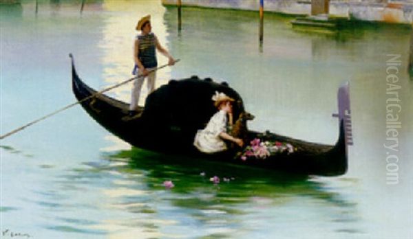 An Outing On The Canal Oil Painting by Vittorio Matteo Corcos