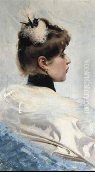 Portrait Of A Lady With A Hat by Vittorio Matteo Corcos