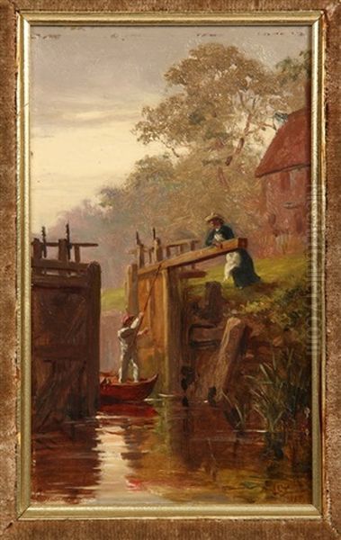 The Ferry, Langham Sketch And Opening The Canal Lock (2 Works) Oil Painting by Victor Milton Corden